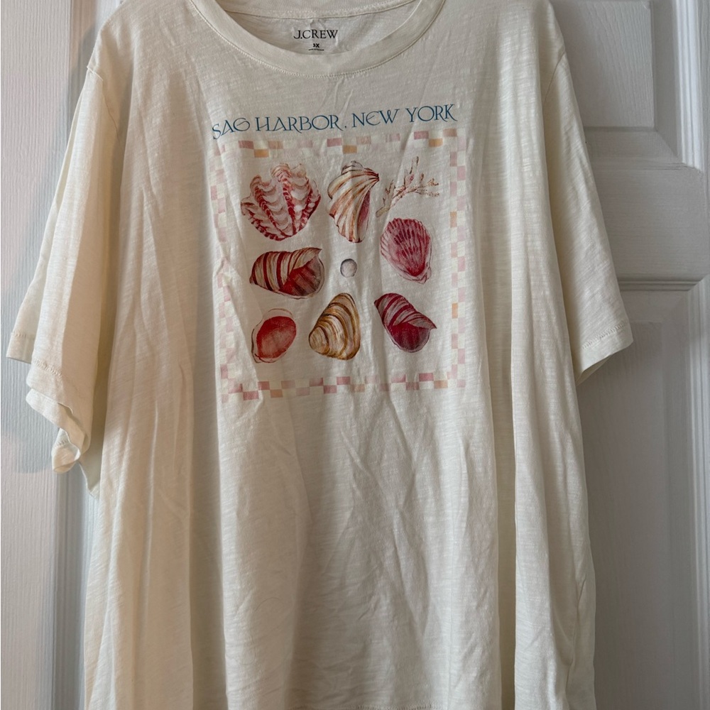 J.Crew Off-White Graphic Tee with Blue Text